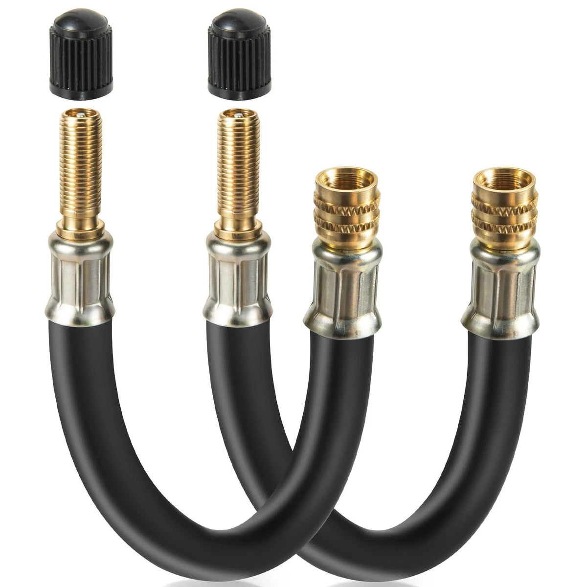 2pcs Valve Stem Extenders, Flexible Tire Extender and Black