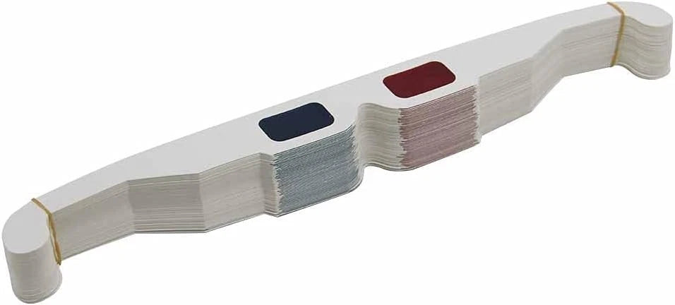 50 Pairs - Flat- 3D Glasses Red and Cyan White Frame Anaglyph Cardboard