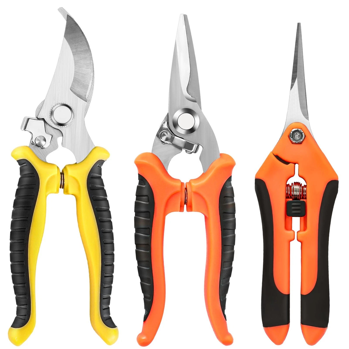 Pruning Shears, 3 Pack Garden Shears, Clippers Handheld, Stainless Steel Garden