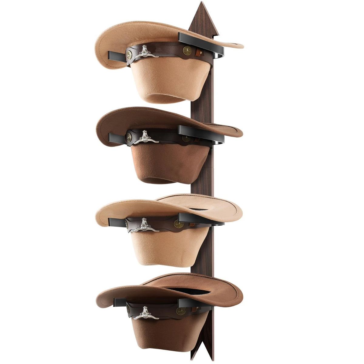 Cowboy Hat Rack Holder Wall Mount Holds up to 4 Hats Wooden Western Rustic Metal