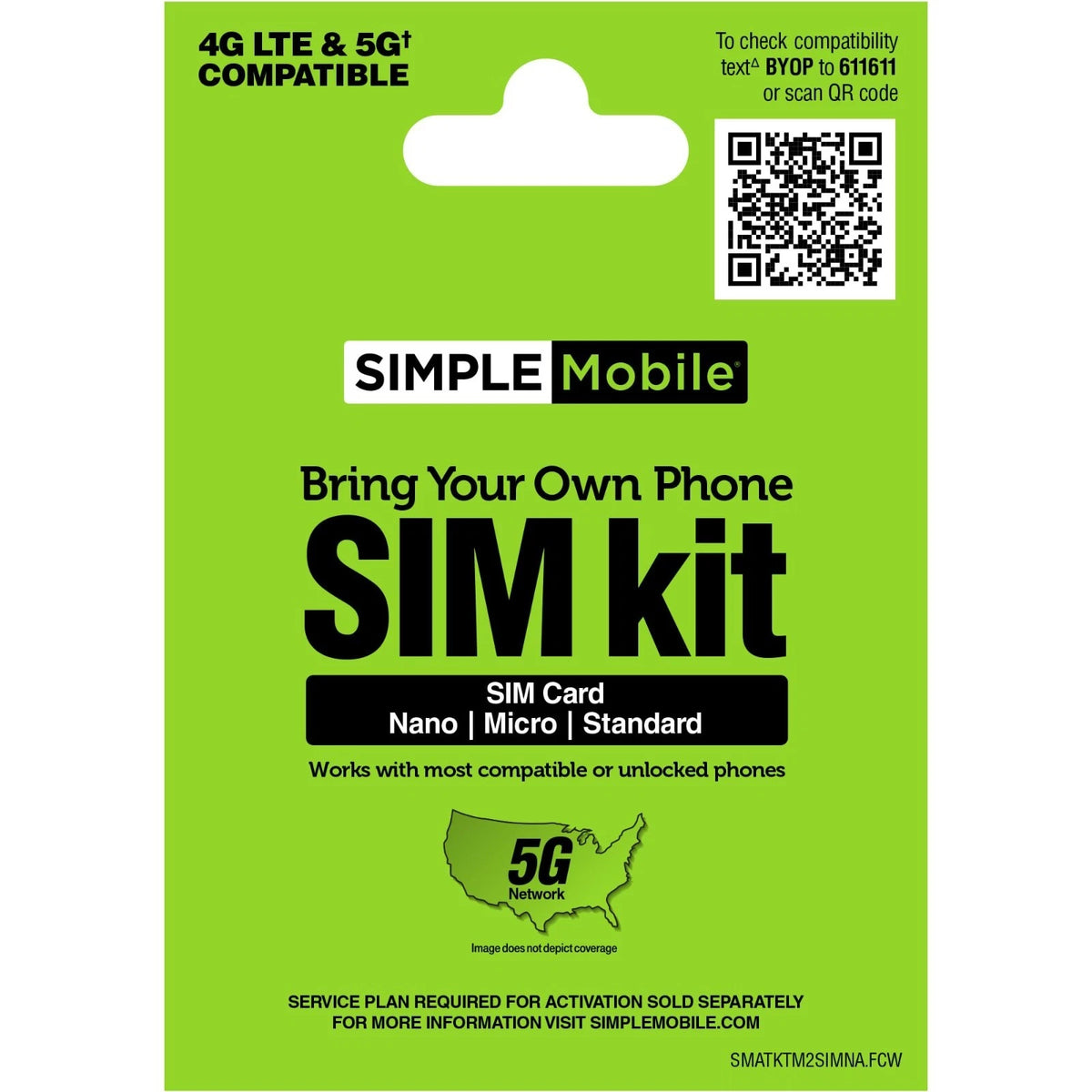 Simple Mobile Prepaid SIM Card Kit for Unlocked GSM Phones Nationwide Coverage