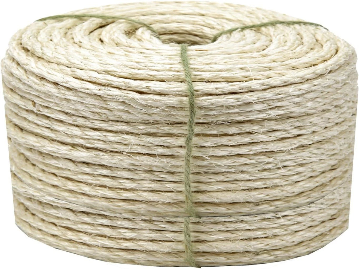 White Sisal Rope 3mm by 164-Feet for Cat Scratching Post Tree Tower Replacement
