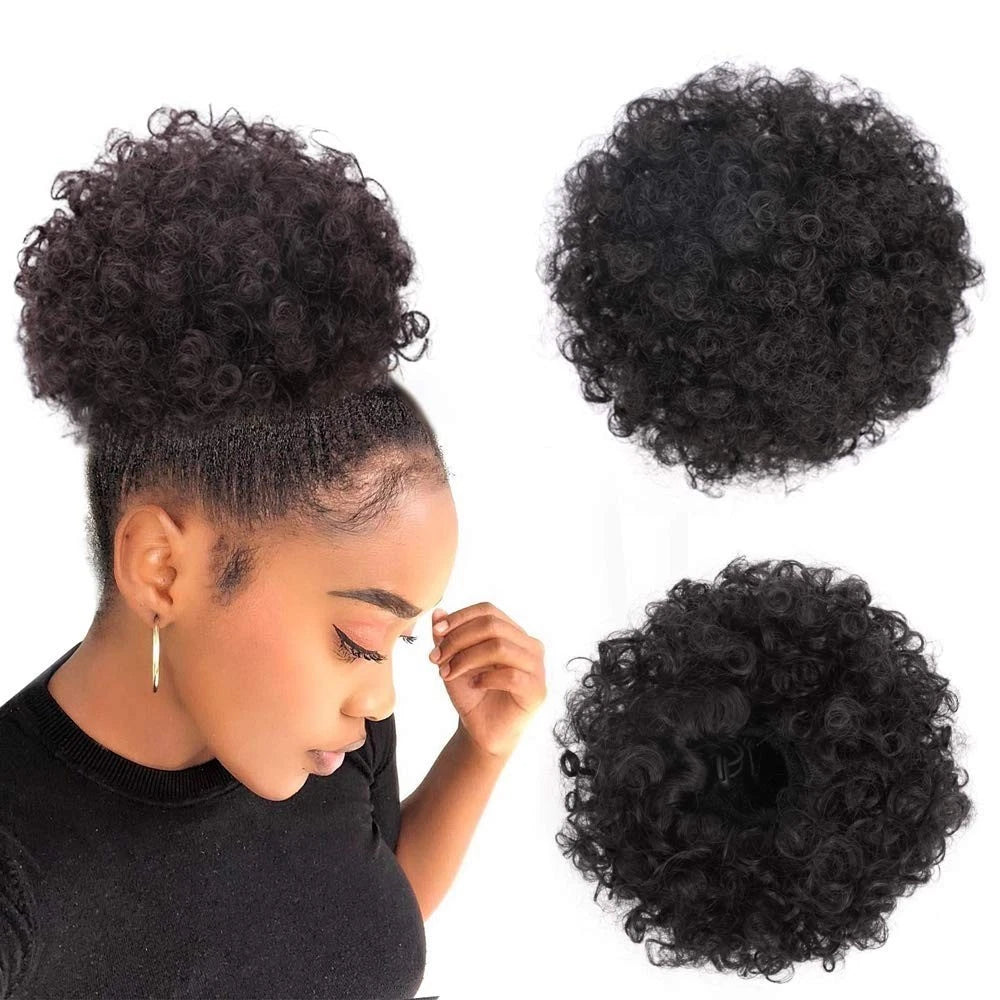 Afro Puff Drawstring Ponytail Kinky Curly Bun Hair Synthetic Short Extensions Ha