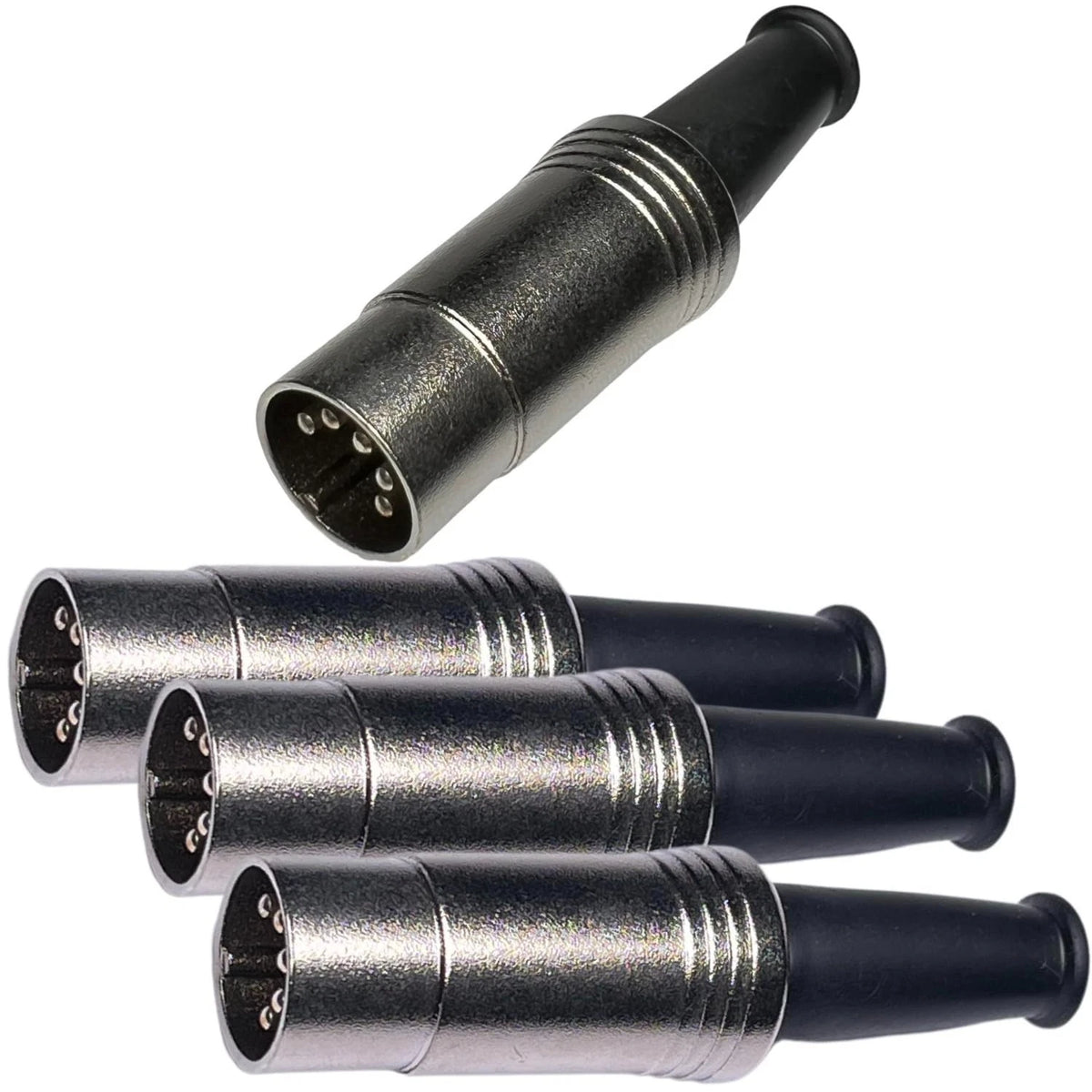 Metal Body 5 Pin DIN Male Plug MIDI Cable Connector Soldering (4 Pack)