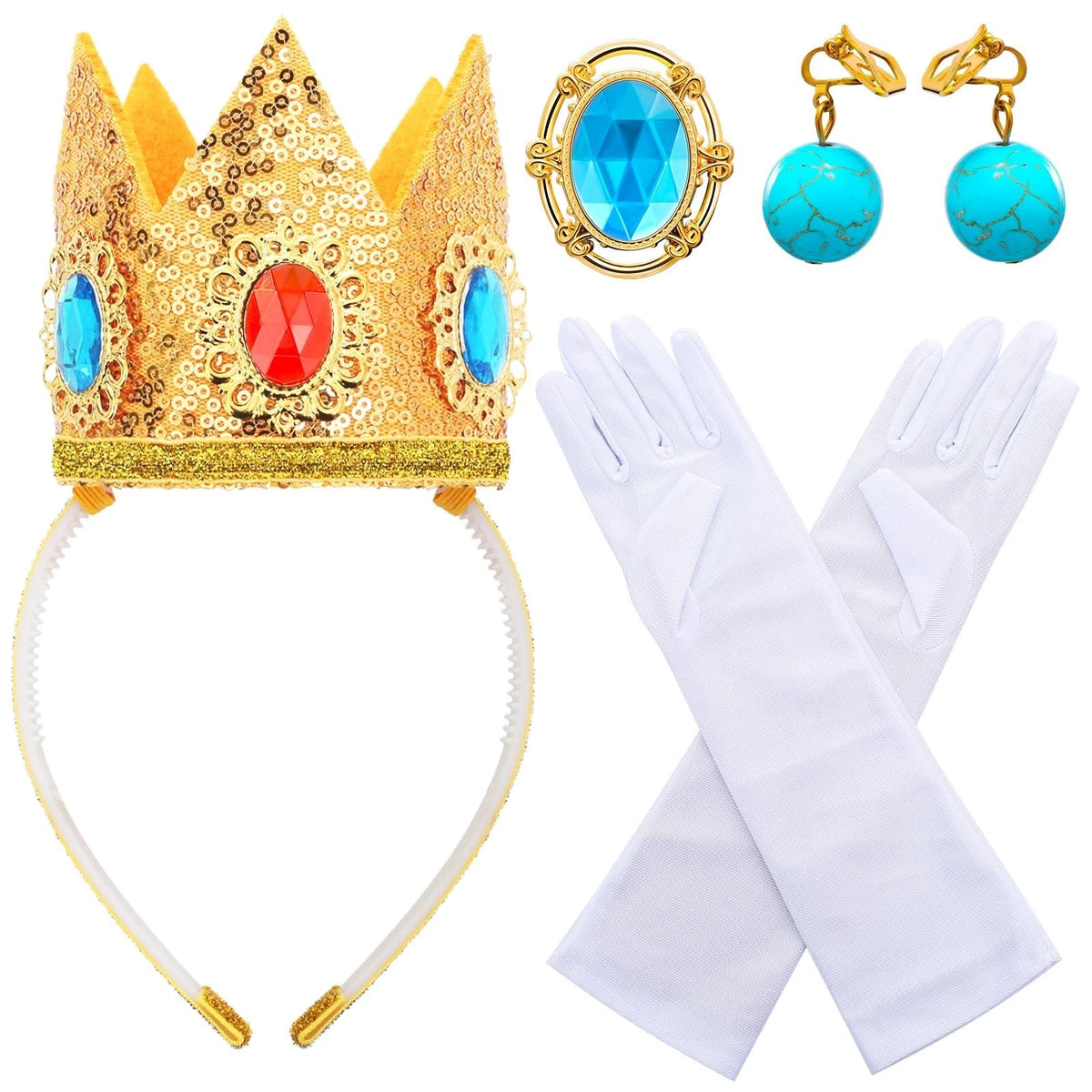 Princess Peach Crown for Kids Girls,Princess Peach Crown Accessories Kit with Gl