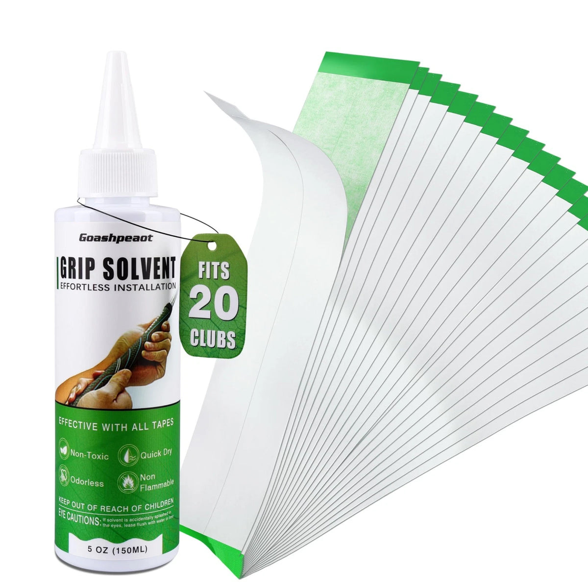 Golf Grip Solvent Kit 5 oz + 20 Tapes HeavyDuty Regripping for Golf Clubs