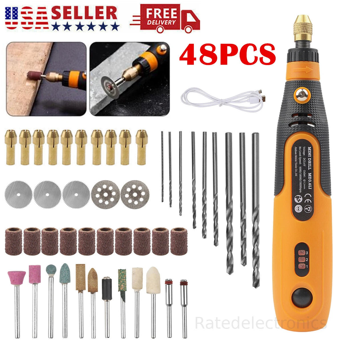 48pcs Abrasive Rotary Tool Grinding Sanding Cutting Polishing Accessories Set US