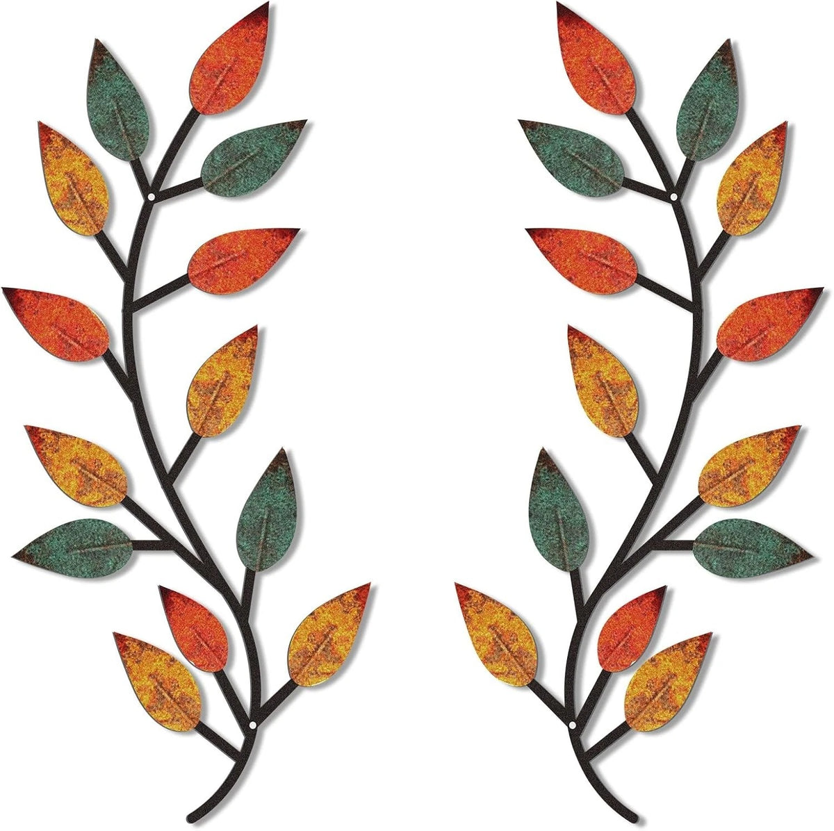 2 Pieces Metal Tree Leaf Wall Decor Vine Olive Branch Leaf Wall Art Living Room,