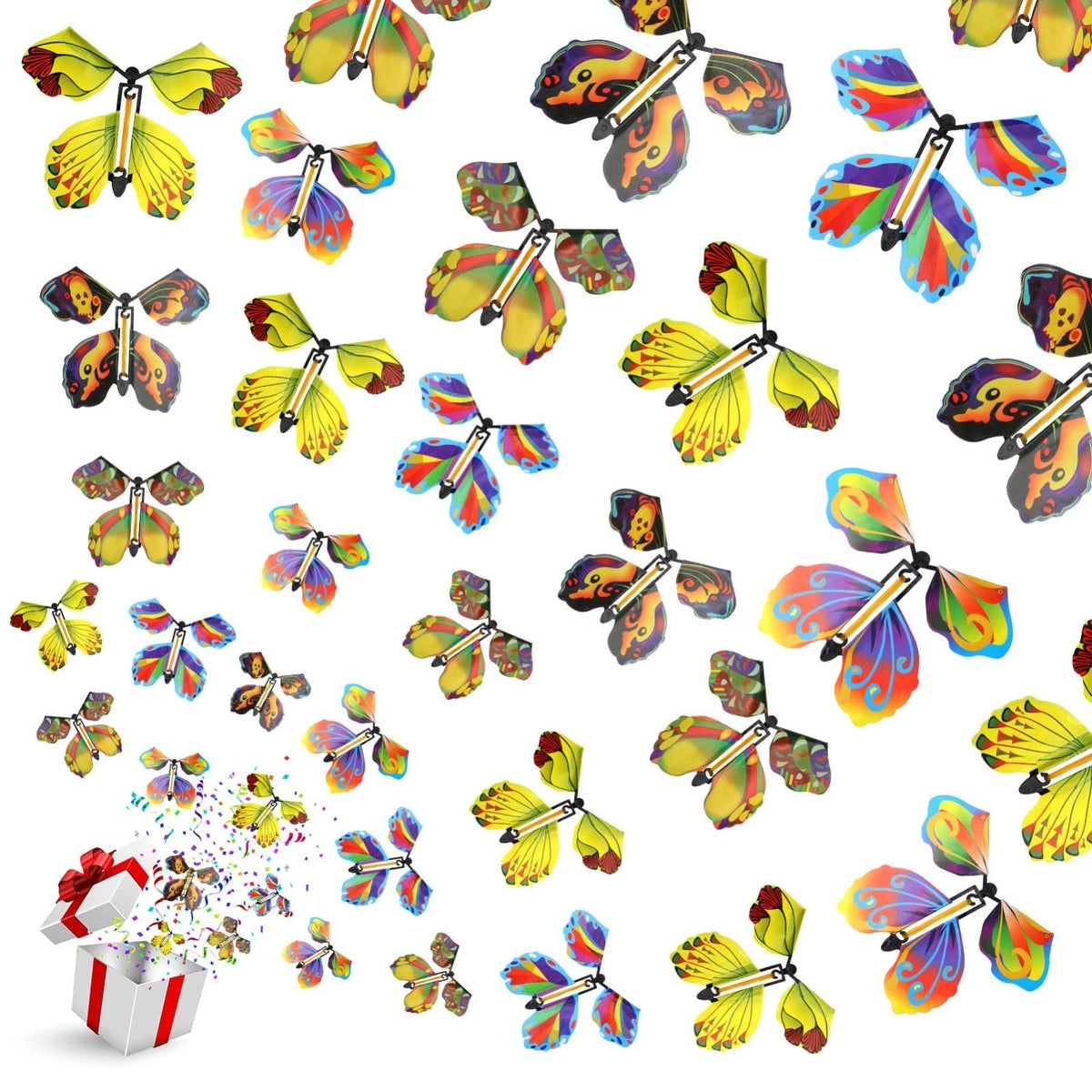 20 Pcs Magic Flying Butterfly, Flutter Flyers Butterflies, Wind up Butterfly