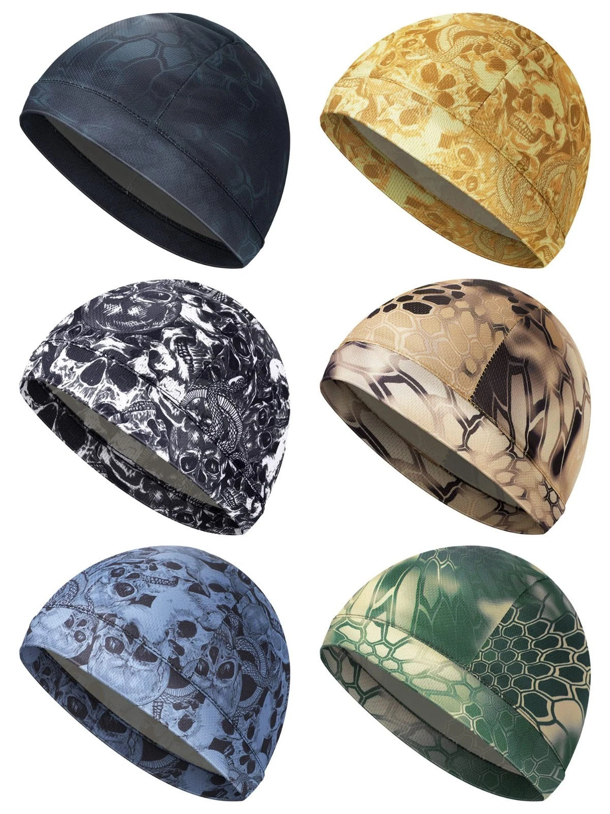 6 Pcs Cooling Skull Cap Helmet Liner Sweat Wicking Cap Hard Hat Liner Bandana fo