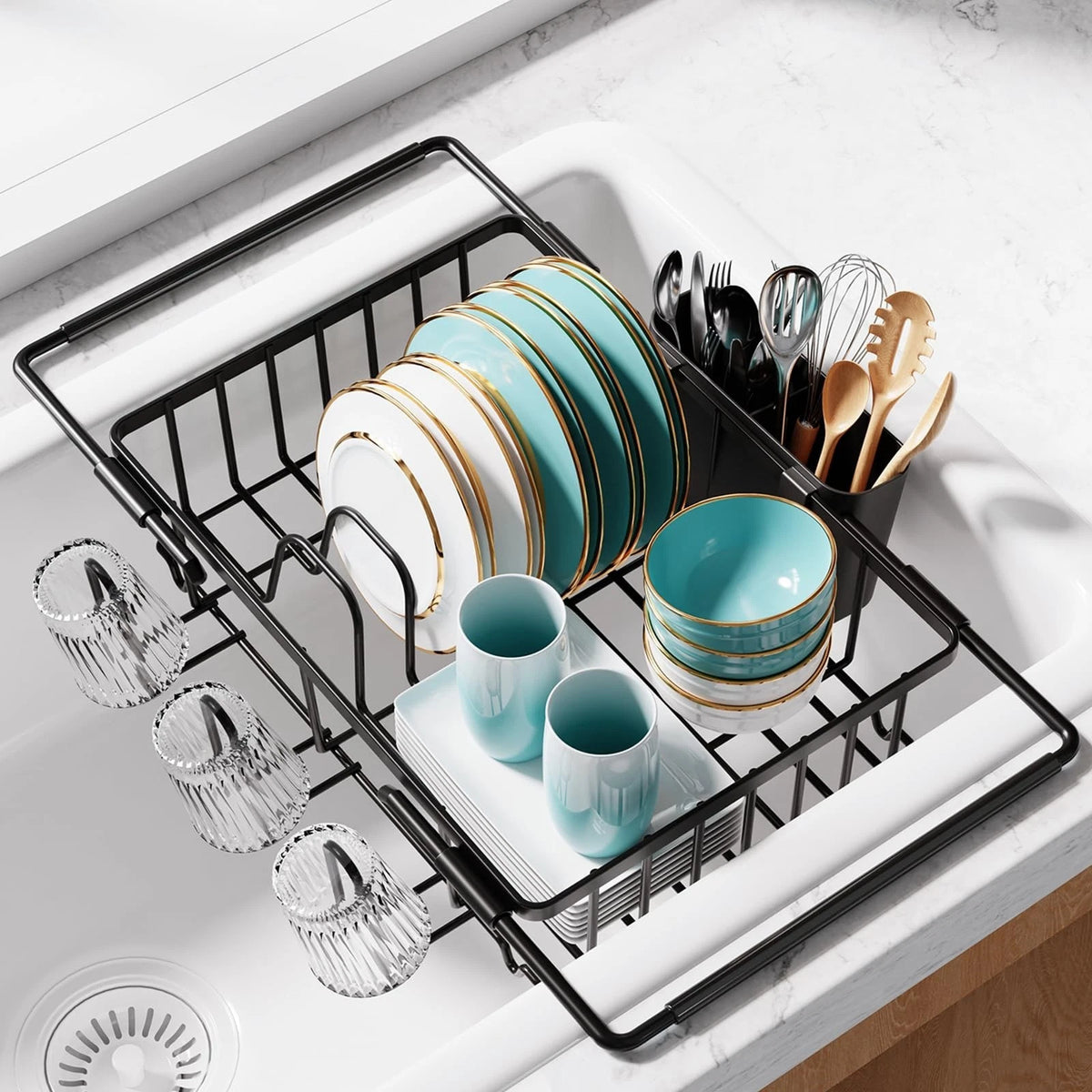 Dish Drying Rack in Sink - Expandable Stainless Steel Dish Rack Over the Sink...