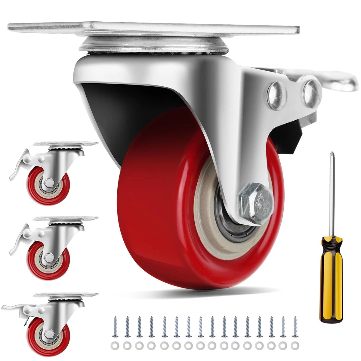 Caster Wheels 2 Inch, Heavy Duty Caster Wheels Set of 4, Swivel Castor Wheels wi