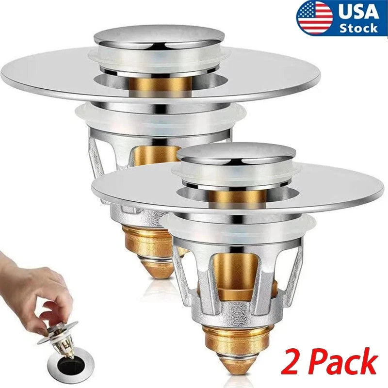 2-in-1 Universal Sink Drain Stopper Replacement for Broken or Missing Plugs