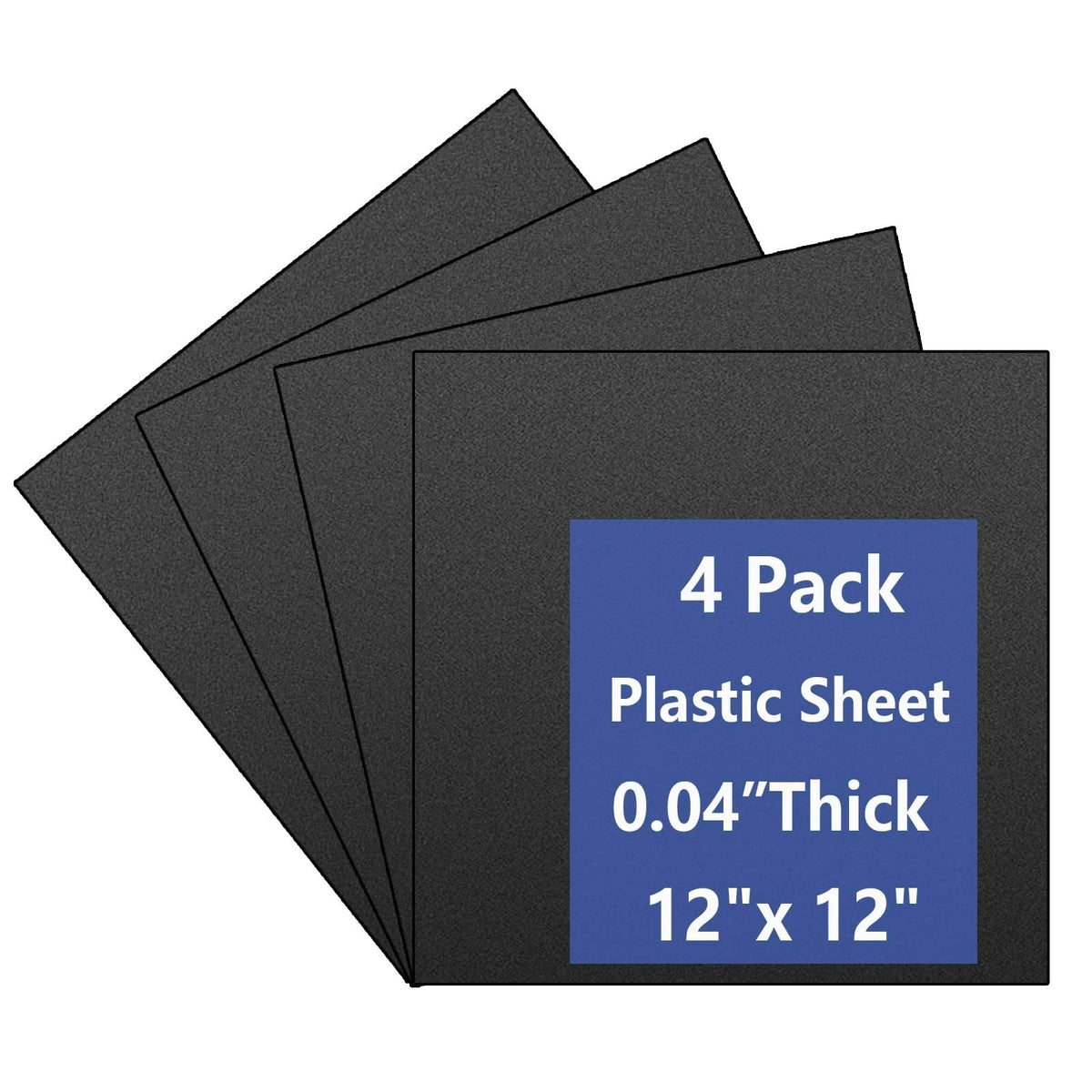 Pack Black Plastic Sheets Flexible High Tensile Plastic 12x12x0.04 in 4