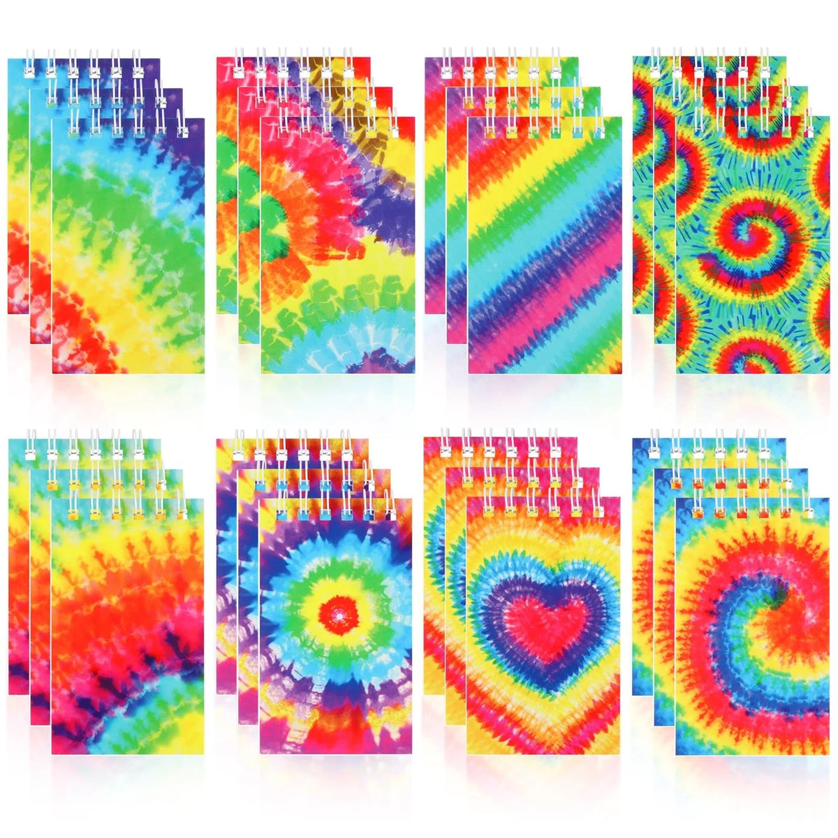 24 Pack Small Spiral Notebook Pocket Notepad Mini Journal Pocket Notebooks Tie D