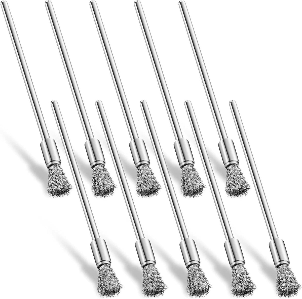 10 Pcs Wire Brush Extended Cleaning End Brushes Pen Wire Scrub 3 mm Mandrel Rust