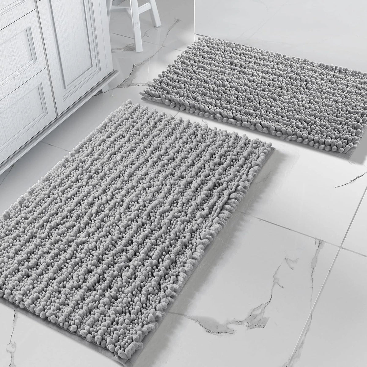 Bathroom Rugs Sets 2 Piece - Quick Dry Extra Thick Luxury Chenille Bath Mat, Non