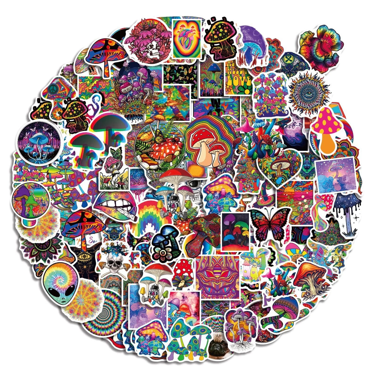 200 Pcs Stoner Psychedelic Stickers Vinyl Waterproof Trippy Stickers Dazzling De