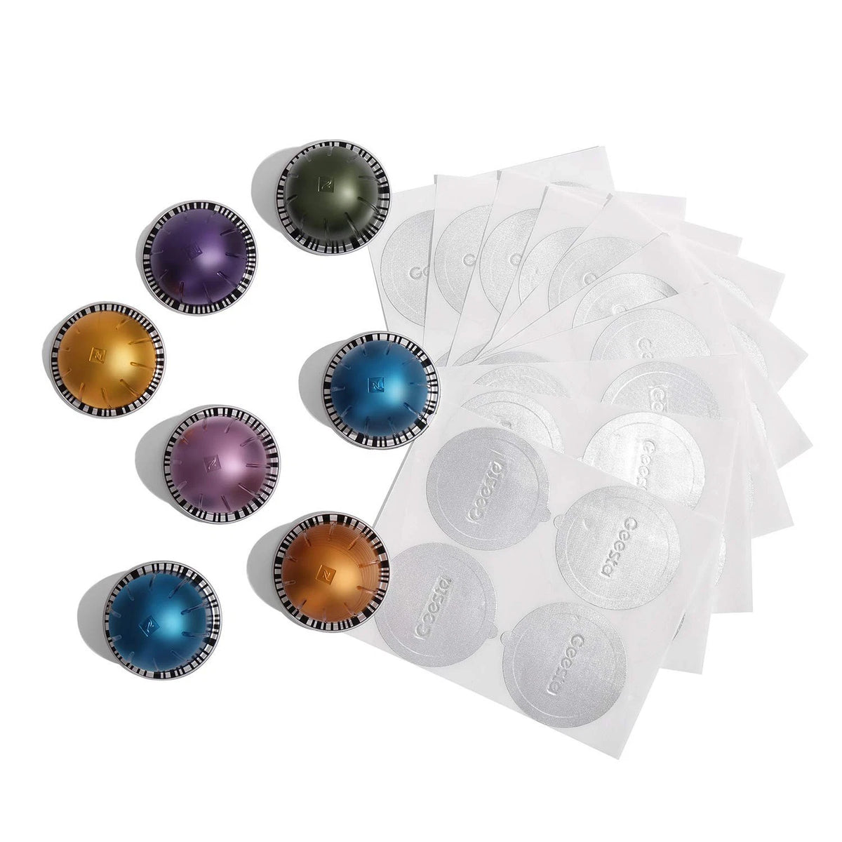 Geesta Reusable Aluminum Foil Seals Lid Compatible with Nespresso 120 PCS