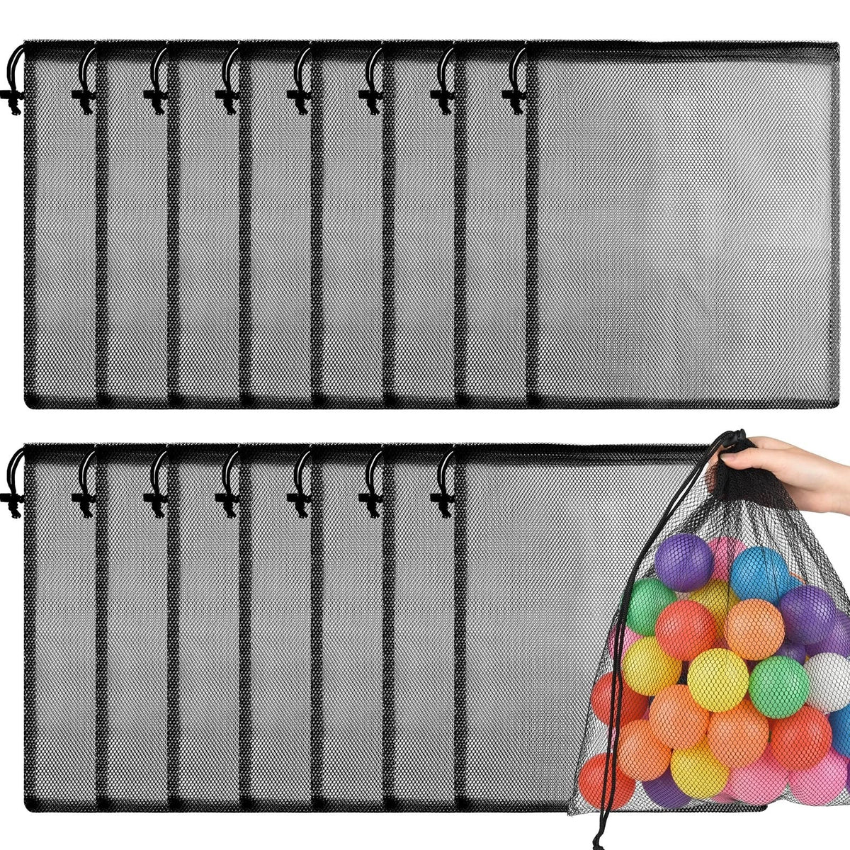 6 Pcs Mesh Bag Drawstring Mesh Laundry Bags, 18 x 12 Inch Nylon Drawstring Bag
