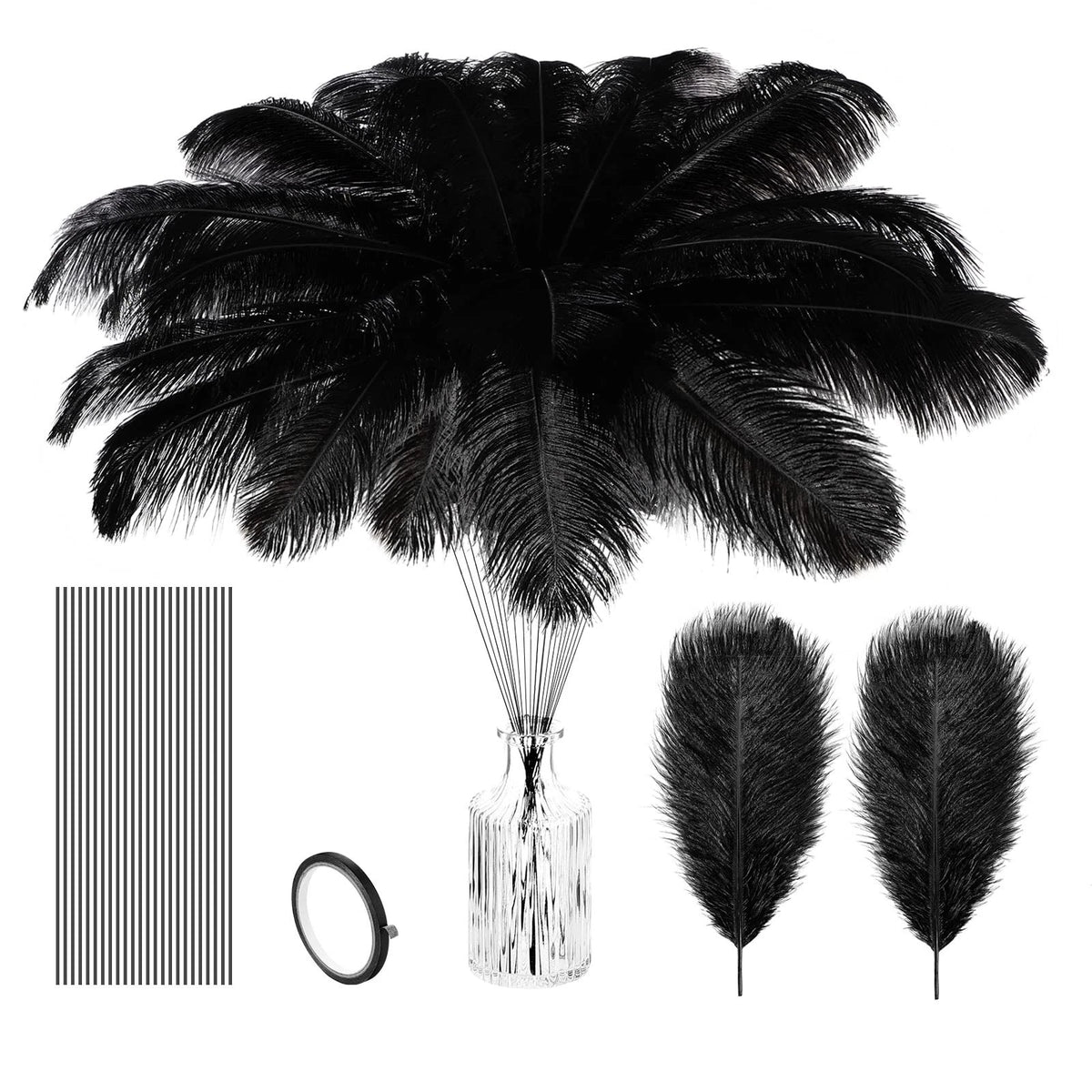 12 Set Ostrich Feathers Bulk Plumes 10-12Inch(25-30cm) Include 12 Pcs Natural Fe