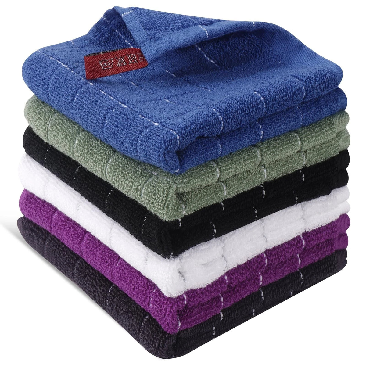 Wash Cloth 6 Pack 100% Cotton, Soft Absorbent Washcloths for Face, Body &