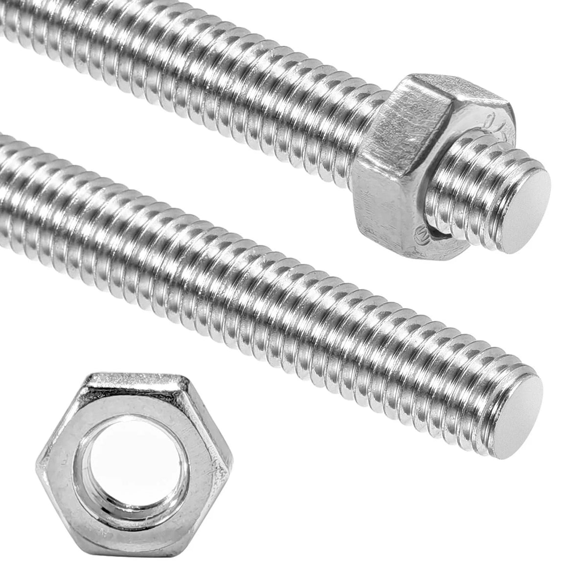2 Pack M8-1.25mm Pitch Fully All Threaded Rod Studs,300mm/11.8