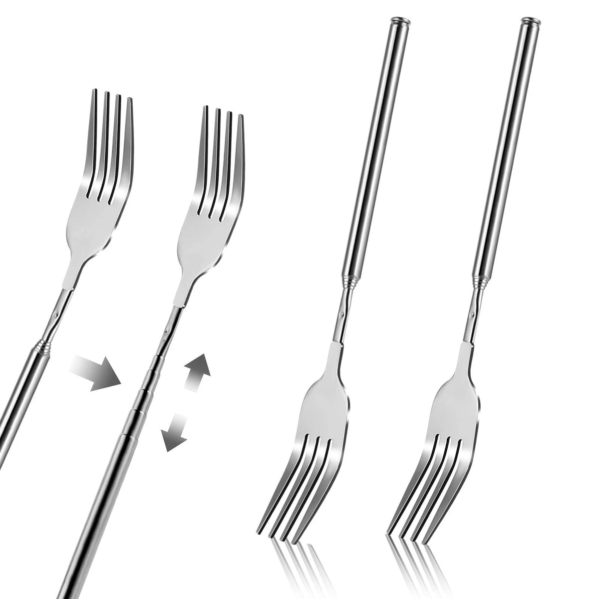 2Pcs Extendable Forks 8.7 to 25.6 Inch Adjustable Telescopic Fork, Stainless ...