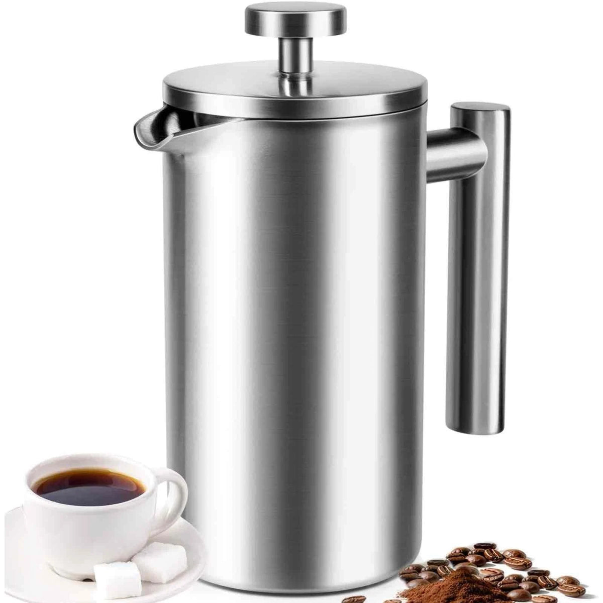 French Press 34 Oz, Full Stainless Steel French Press Coffee Maker 4 Cups, Upgra