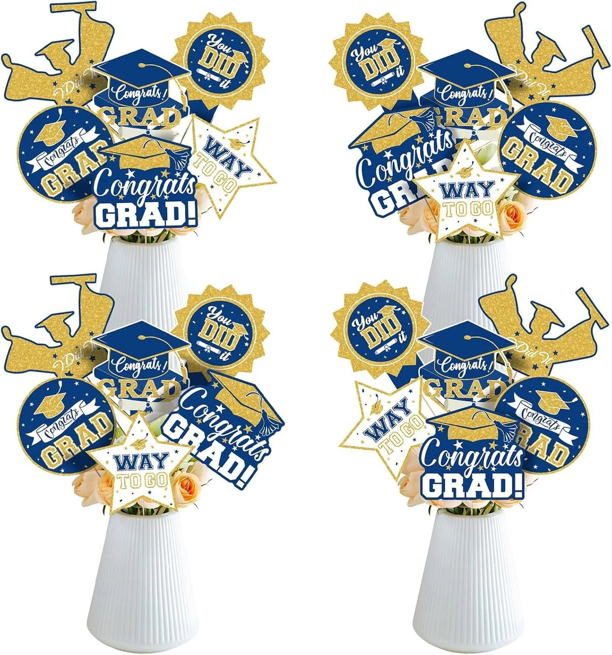 2026 Graduation Party Decorations - 24 Pcs Class of 2026 Congrats Blue Gold