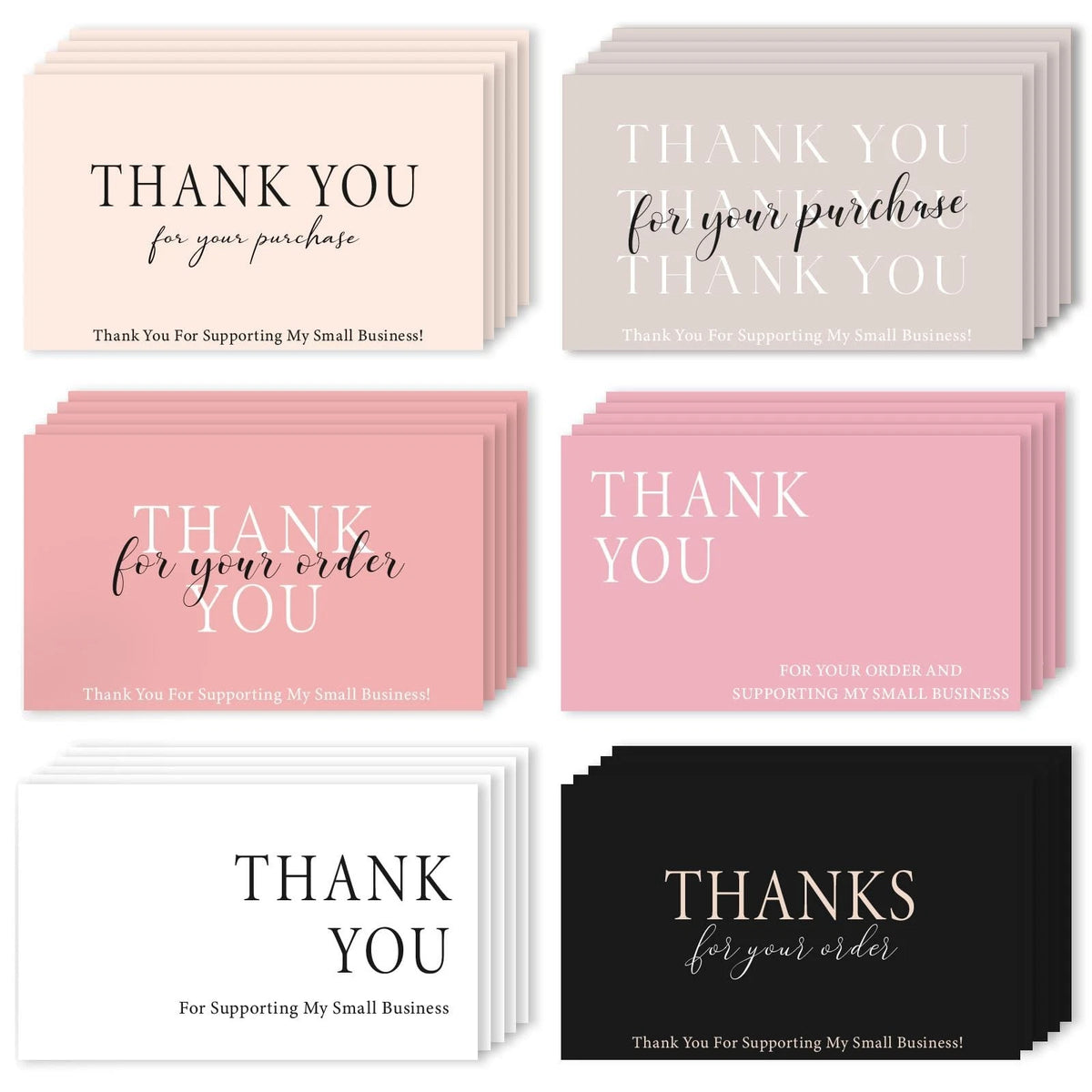 300PCS Thank You For Supporting My Business Cards 2 x 3.5 Inches Thank You Ca...