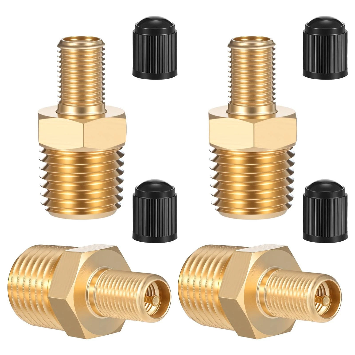 4 PCS Brass Air Inflator Adapter, 1/4