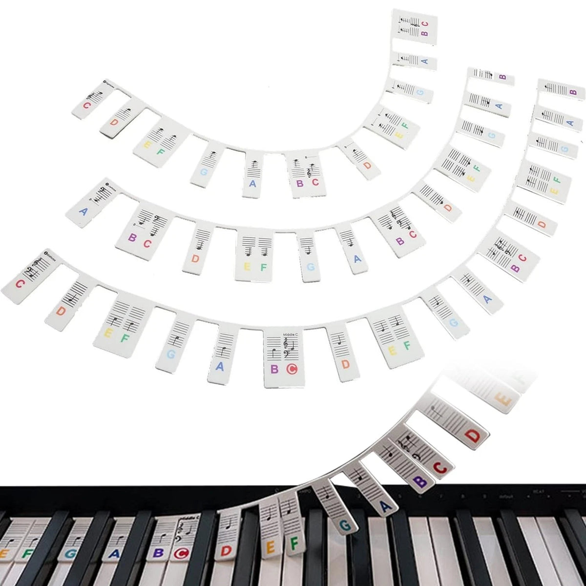 Piano Notes Guide for Beginners ?88Key Full Size Piano Stickers, Removable K...