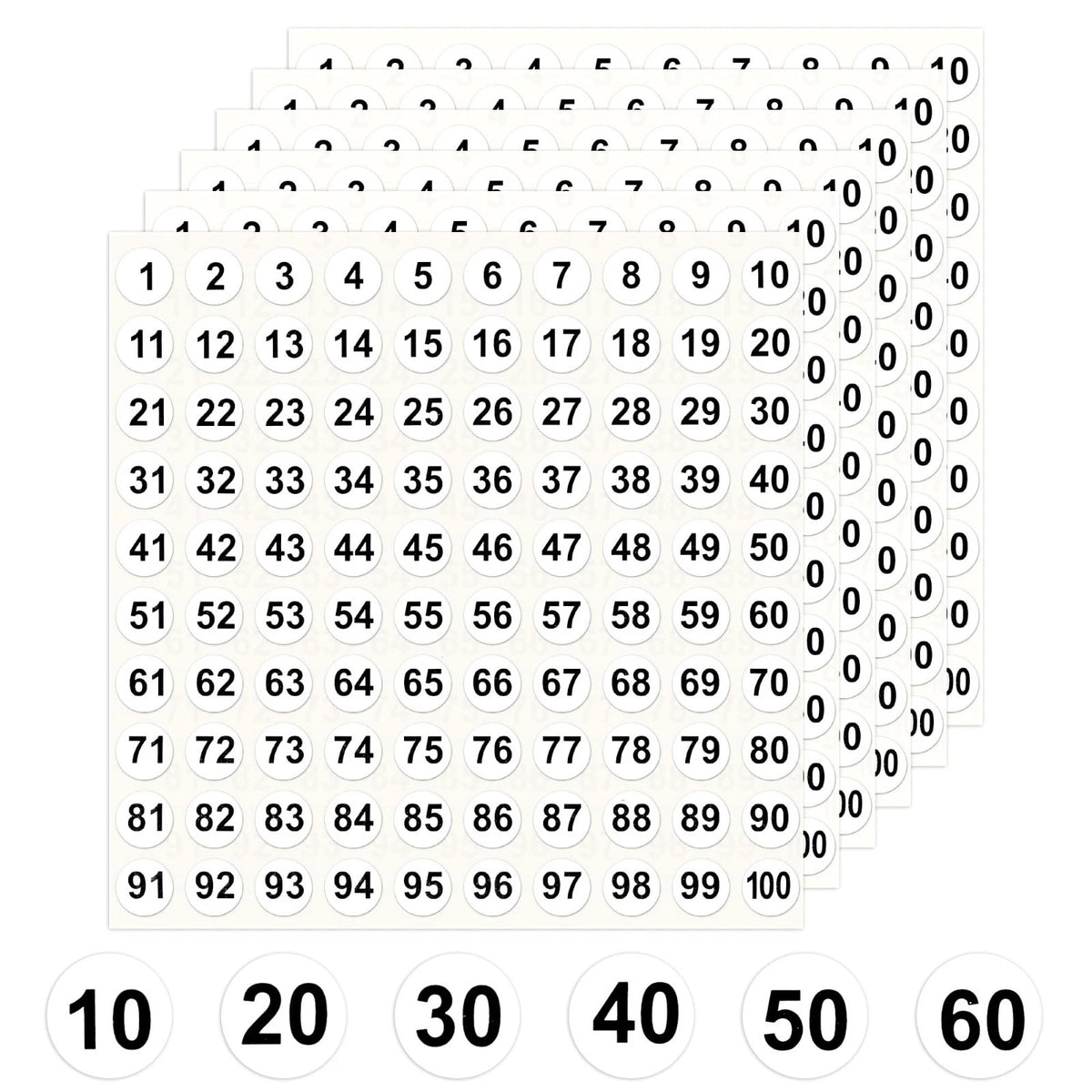 Number Stickers, Number Stickers 1-100, 2500 PCS Vinyl Consecutive Number 25 for