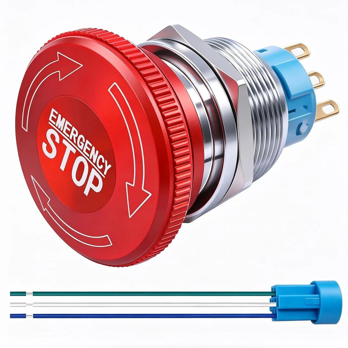 mxuteuk 22mm Stainless Steel Metal Latching Emergency Stop Push button A