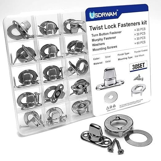 Twist Lock Fasteners with Turn Button Fasteners Eyelet Screws for RVs Marine Boa