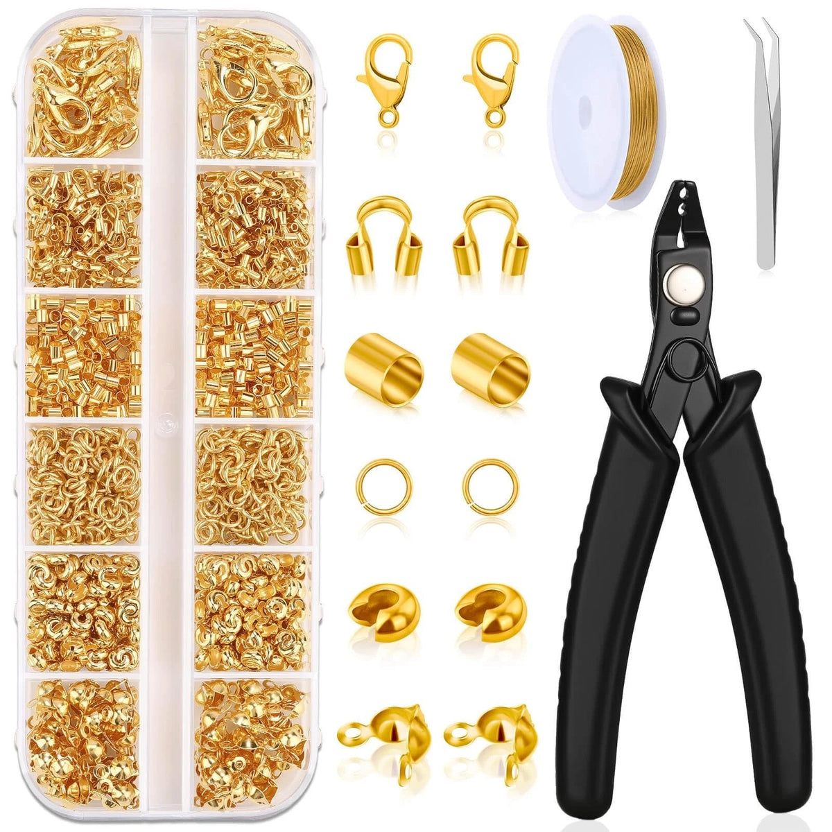 1200 Pcs Crimp Beads Kit for Jewelry Making, Crimp Beads, Crimp Covers, Crimp T