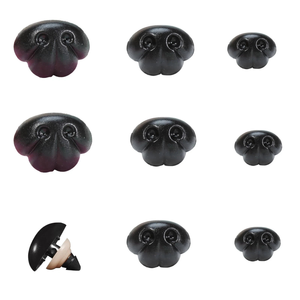 130pcs Plastic Safety Noses 15mm 19mm 21mm Black Craft Nose with Washers for Ami