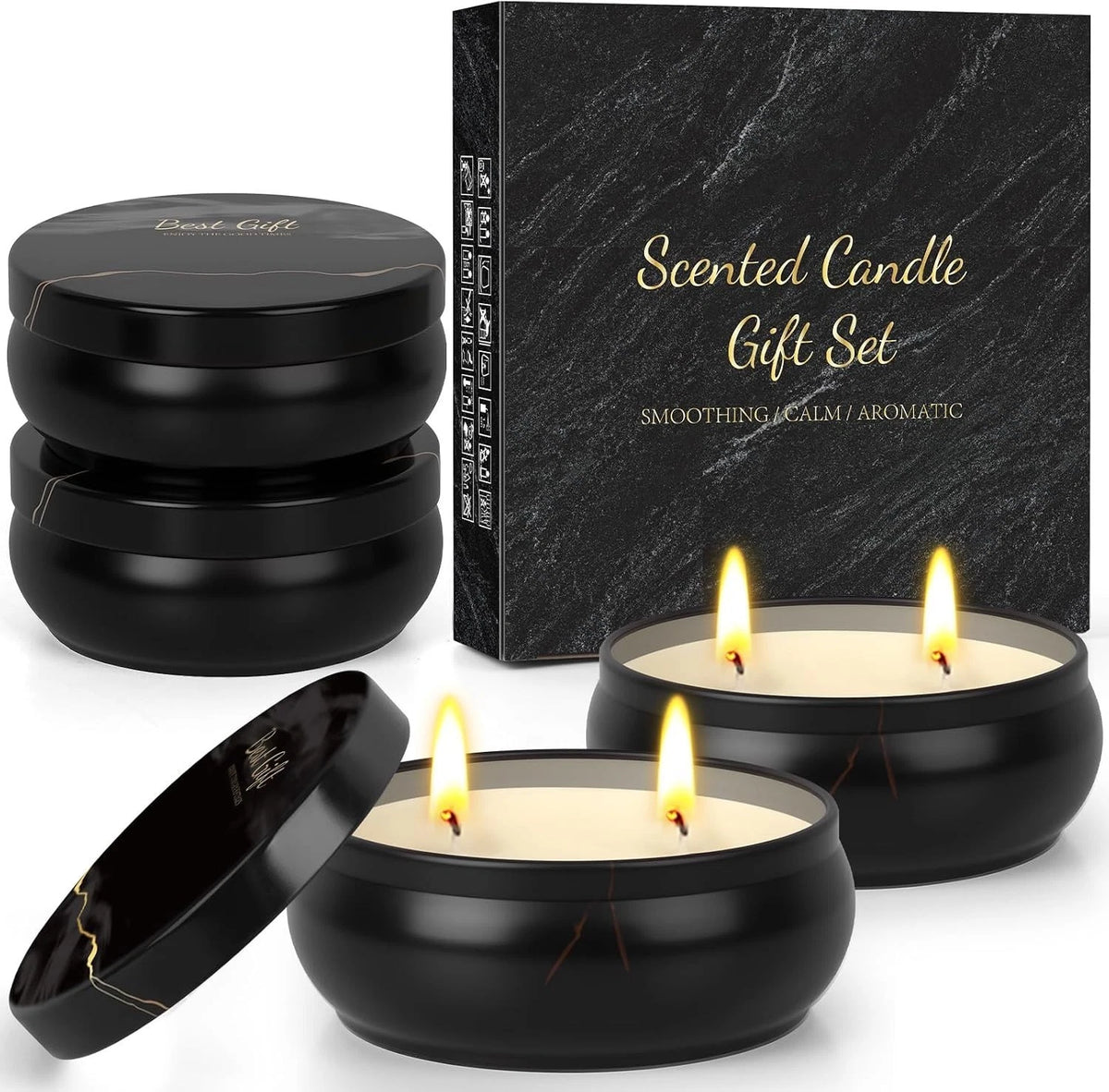 Mens Scented Candle Gift Set 4 Pack Men Candles for Home Scented, 24oz Soy Ca...