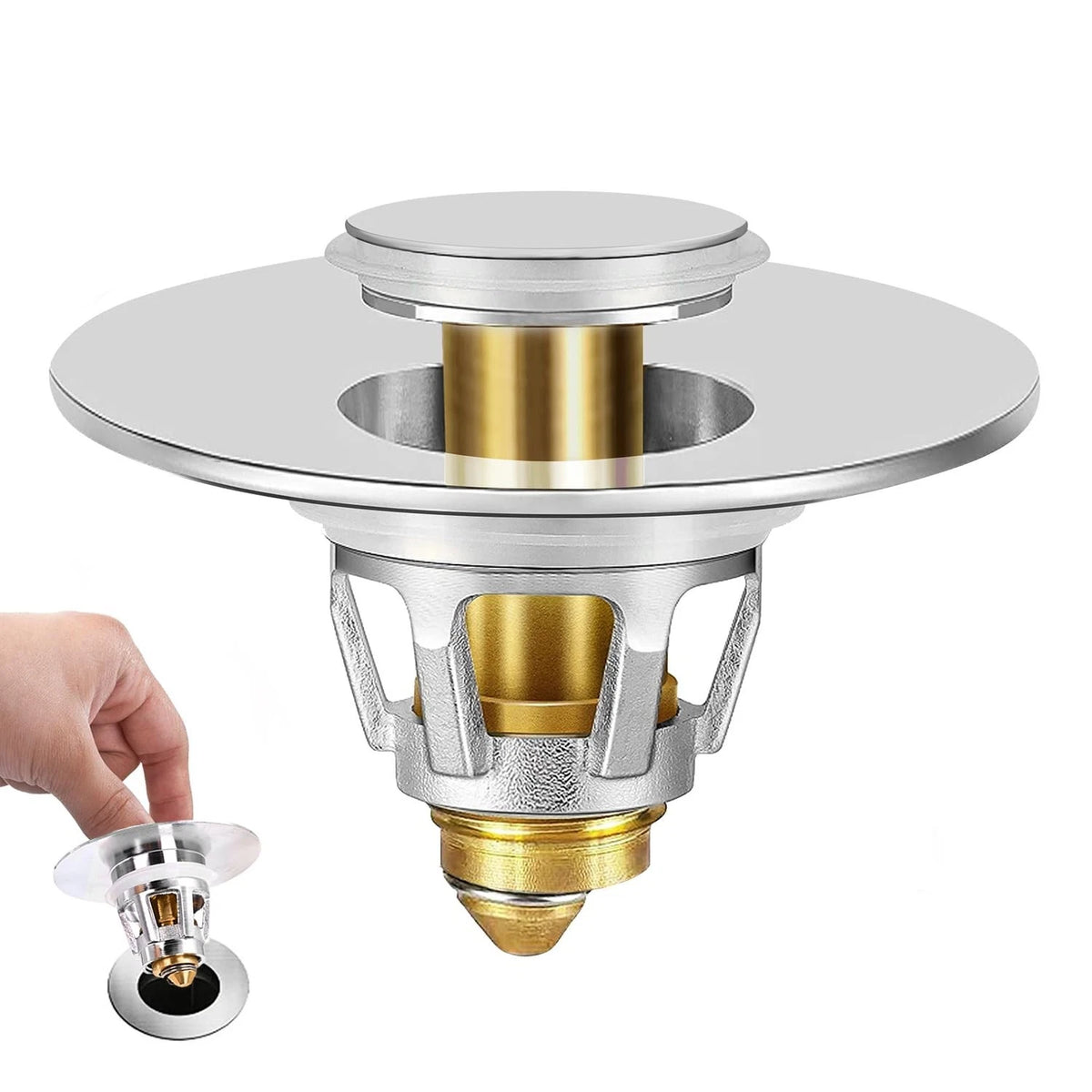 Bathroom Sink Stopper with Hair Catcher ?Universal Pop-Up Drain Strainer for 1.