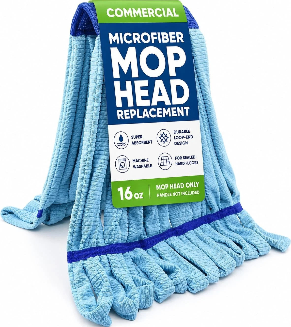 Microfiber Tube Mop Head(16 oz.), 6 Inch Headband, Loop End Commercial String...