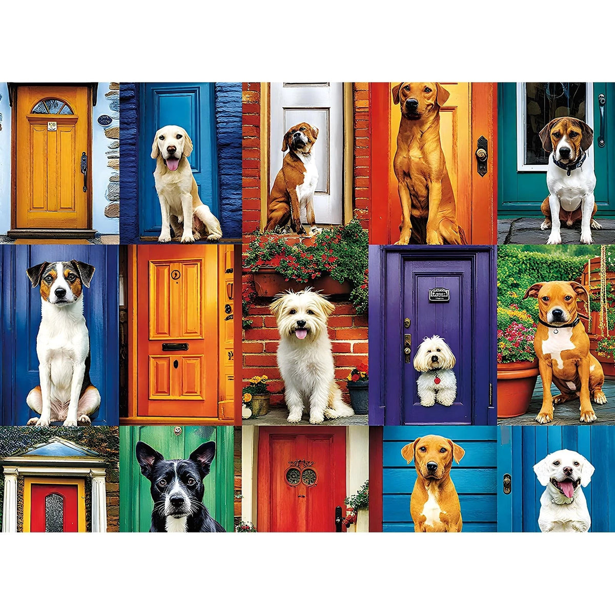 500 Piece Jigsaw Puzzle for Adults ?Cute Dogs and Doors Design,