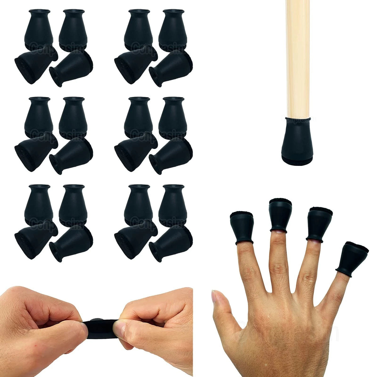 Extra Small Silicone Chair Leg Floor Protectors with Felt, FIT 19/32” to 15/16”
