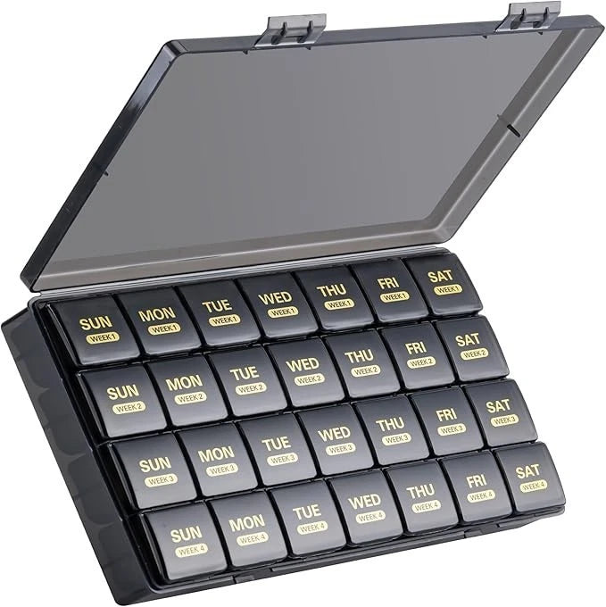 Monthly Pill Organizer, 28 Day Pill Box 1 Time a Day with Dust-Proof Case, Large