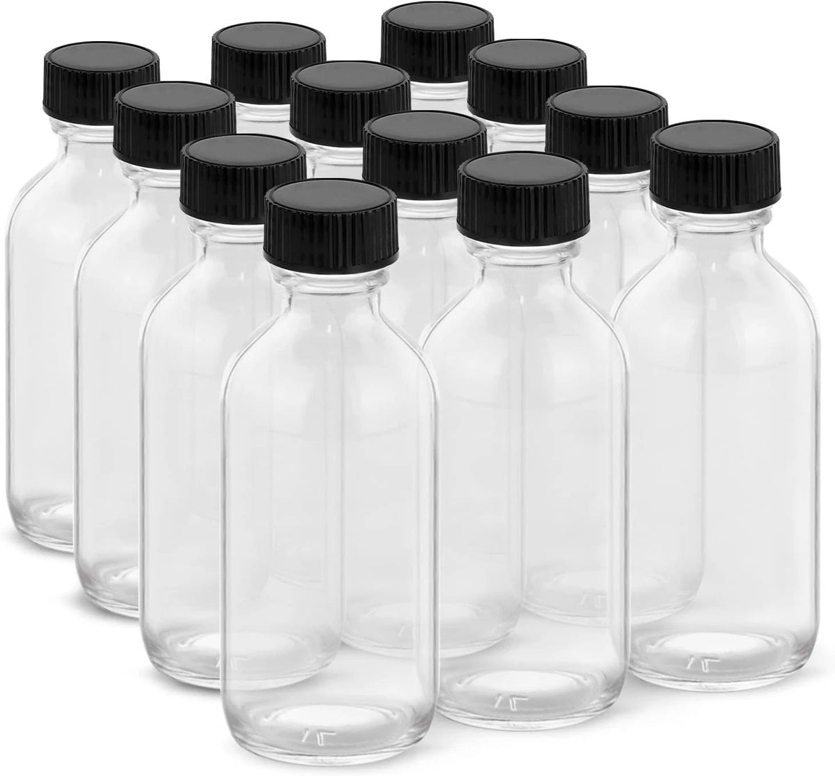 Rionisor 2OZ Small Glass Bottles with Lids and Funnels, 60ml Boston Round Glass