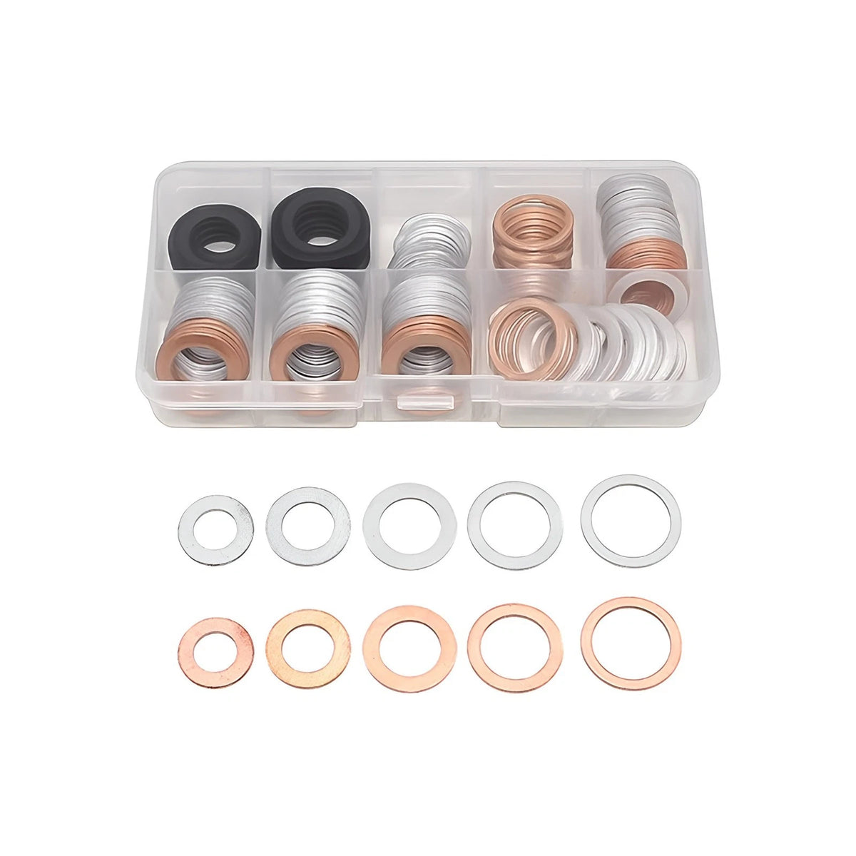 Car Oil Drain Plug Crush Washer Assortment, 80PCS 10Mm 12Mm 14Mm 16Mm 18Mm Auto