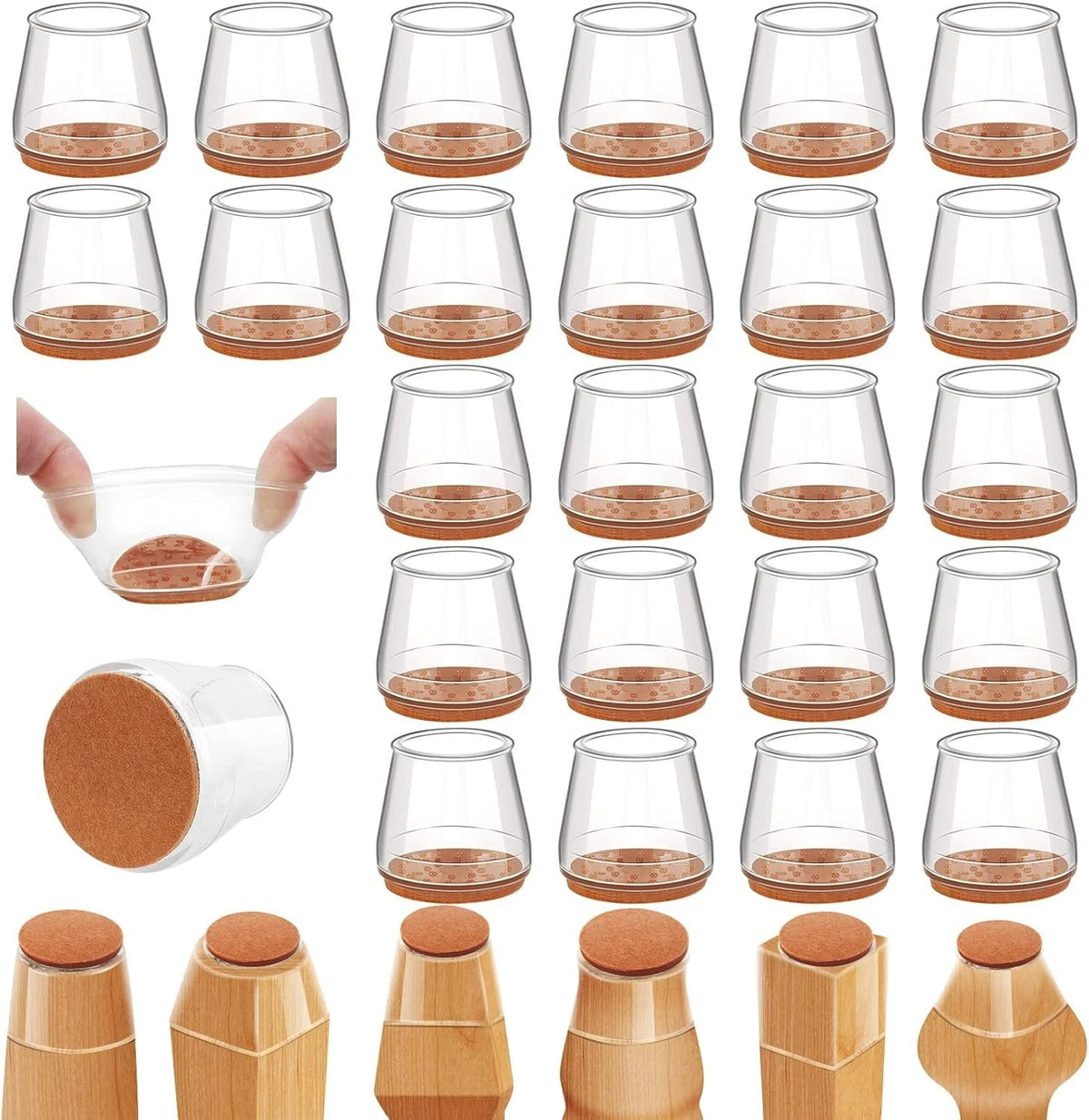 Clear Chair Leg Covers - 24 Reusable Silicone Protectors for Scratch-Free Floors