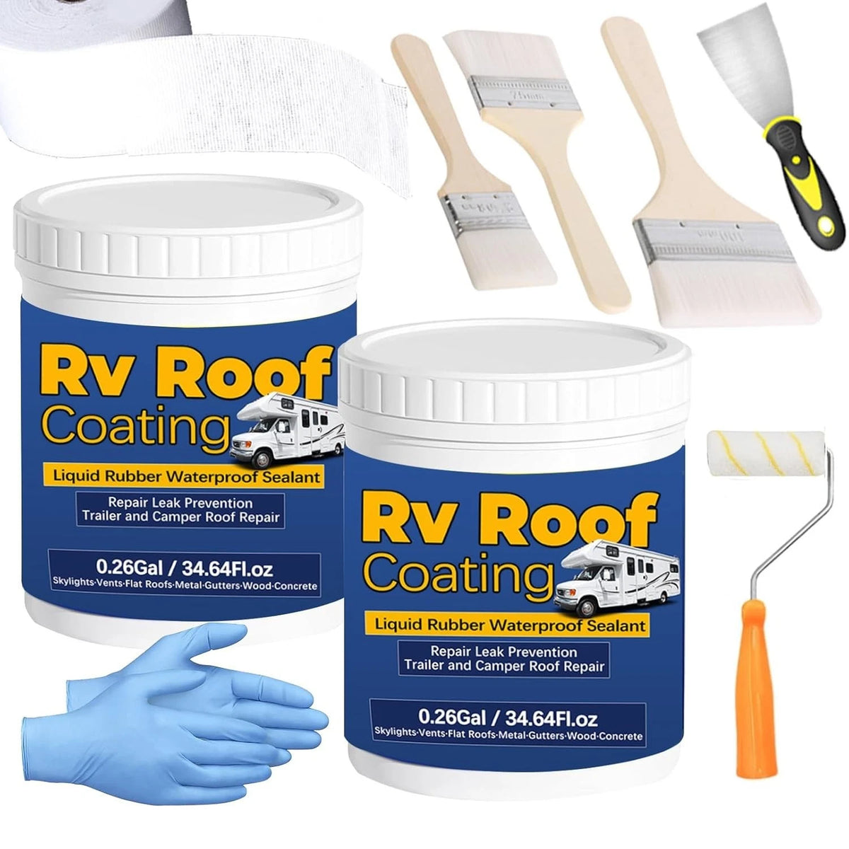 0.52Gal Liquid Rubber RV Roof Coating White Waterproof