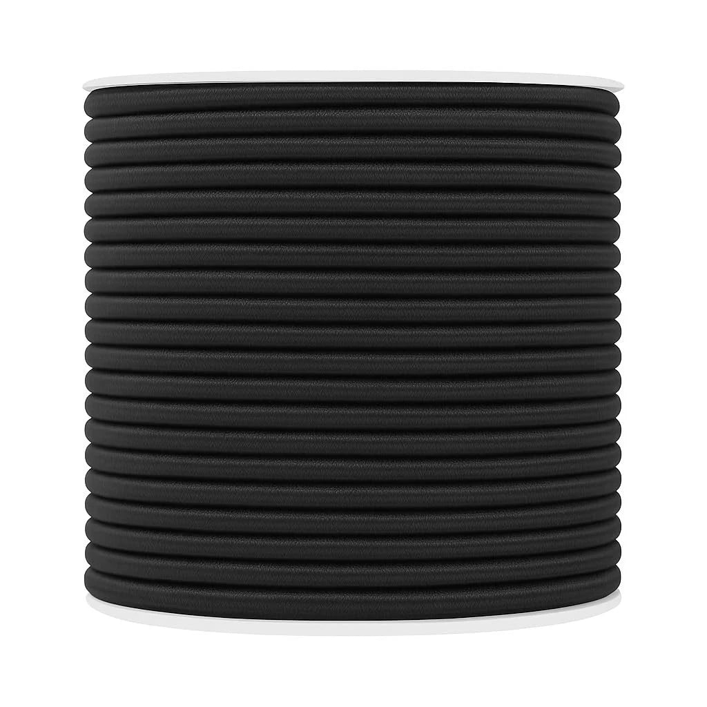 Mandala Crafts Tent Pole Shock Cord 1/8 Inch Black 3Mm Thick Elastic Cord - 55