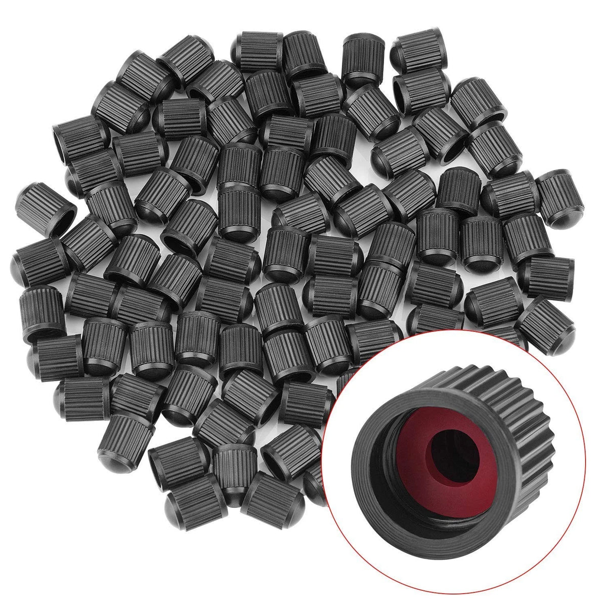 Tire Valve Caps Plastic Valve Stem Caps with Rubber O-Ring 150 Pcs